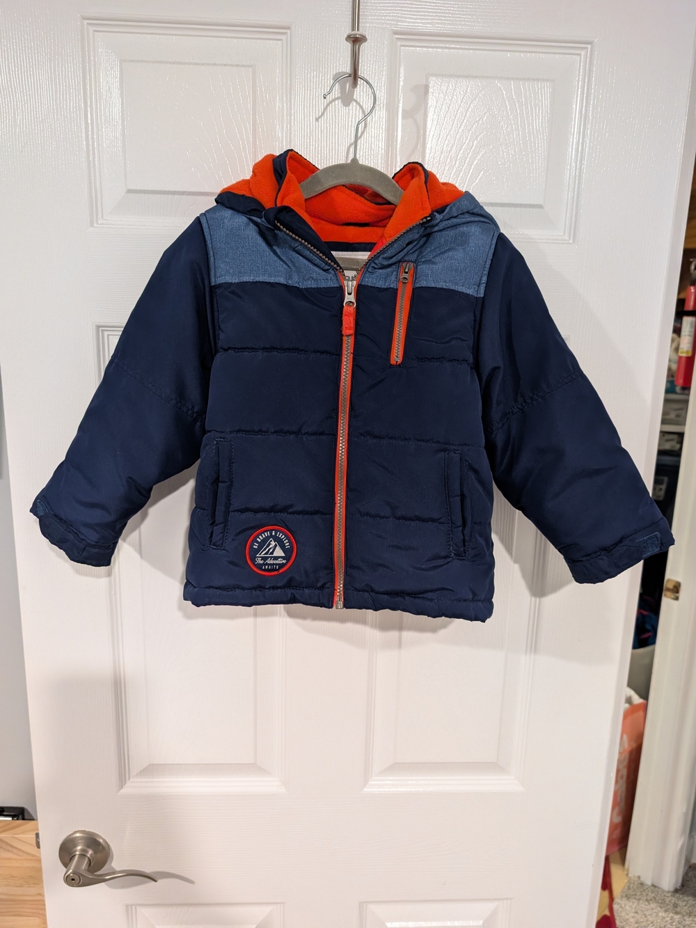 Carter's Toddler Boy Quilted Colorblock Hooded Heavyweight Jacket in Size 4T